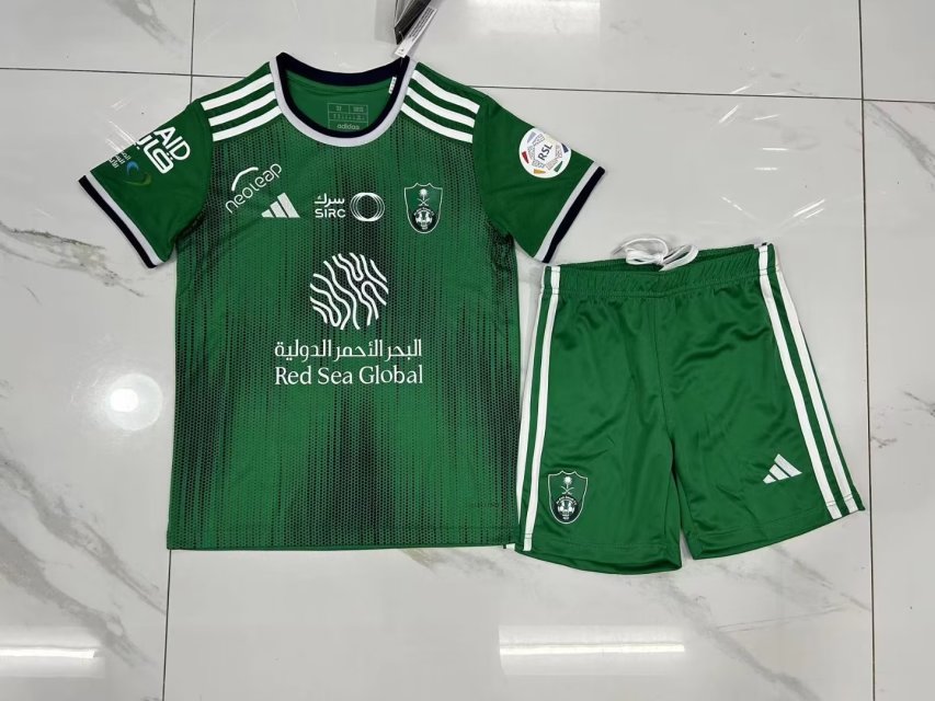 Kids-Al-Ahli 23/24 Away Green Soccer Jersey